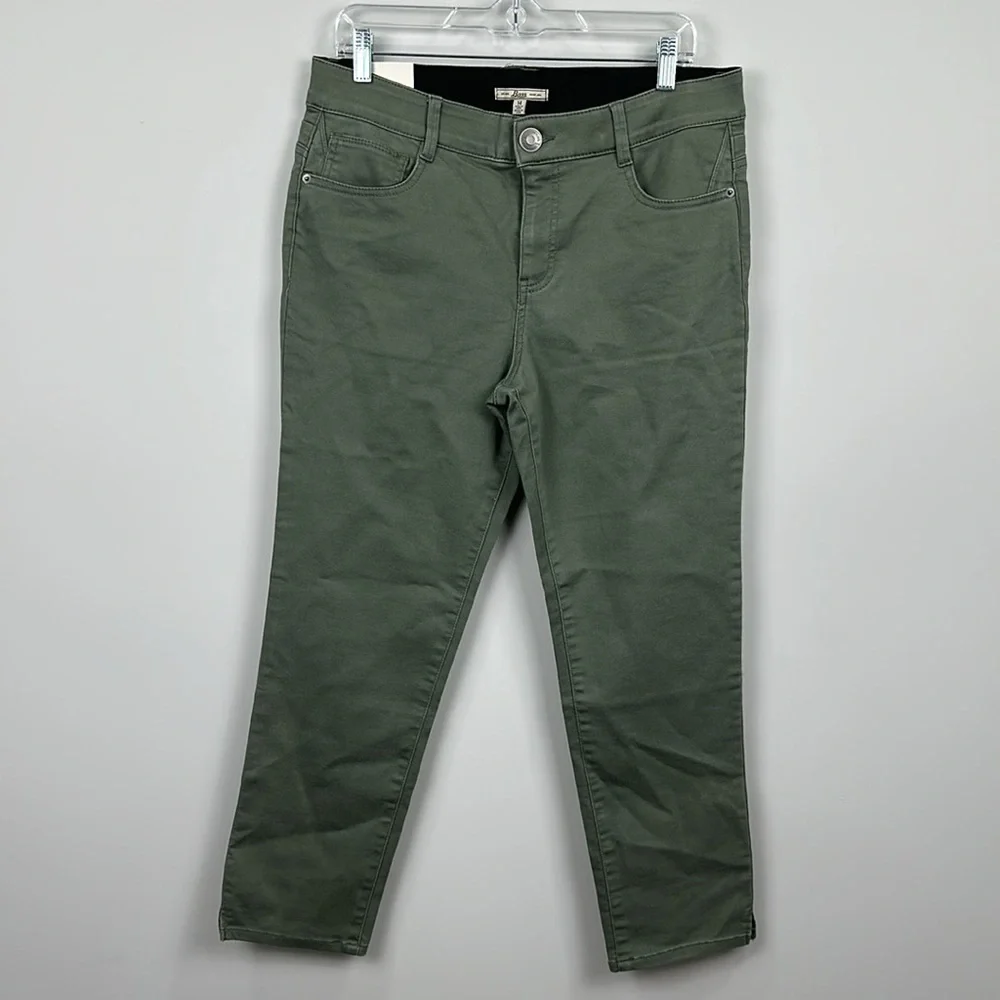 G. H. Bass Olive Green Rosemary High Waist Skinny Ankle Jeans NWT Size 14 NEW